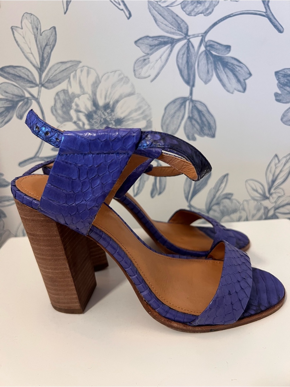 Coach Purple Snakeskin Block Heel Sandals - Picture 2 of 4